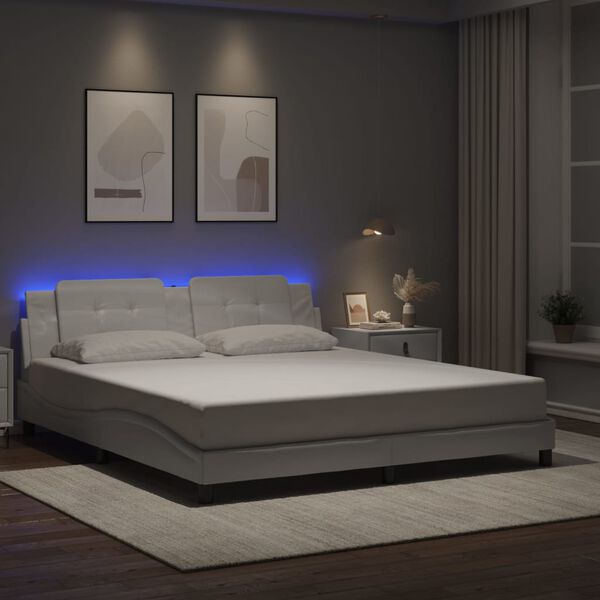 vidaXL Bedframe met LED zonder matras "Zadar" wit 180x200 cm