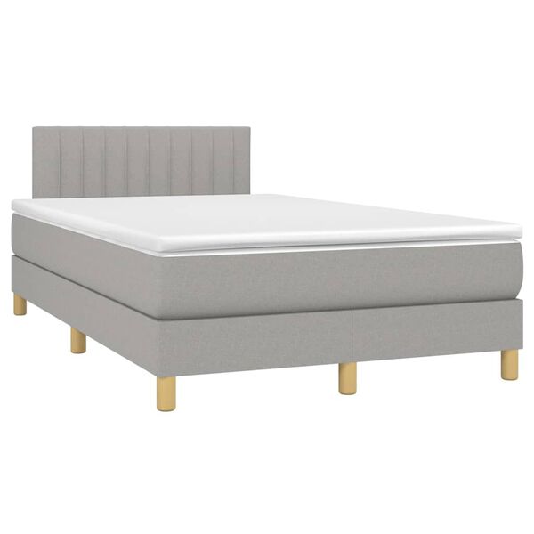 vidaXL Boxspring met matras en LED stof lichtgrijs 120x200 cm