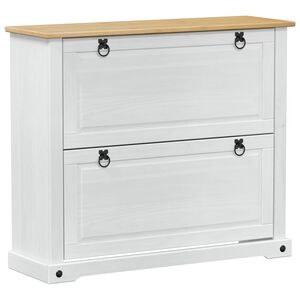 vidaXL Schoenenkast Corona Wit 99 x 32 x 85 cm Massief grenenhout