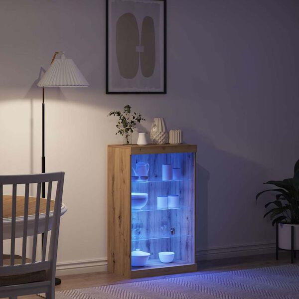 vidaXL LED Sideboard Artisan Eiken 60,5 x 37 x 100 cm Bewerkt hout