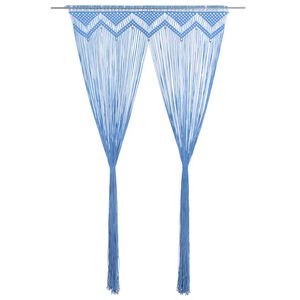 vidaXL Gordijn macram&eacute; 140x240 cm katoen blauw