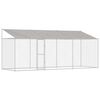 vidaXL Hondenkooi met Dak Zilver 600 x 200 x 256 cm Staal en PE