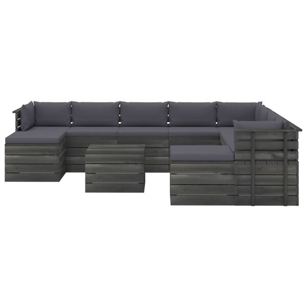 vidaXL 11-delige Loungeset pallet met kussens massief grenenhout