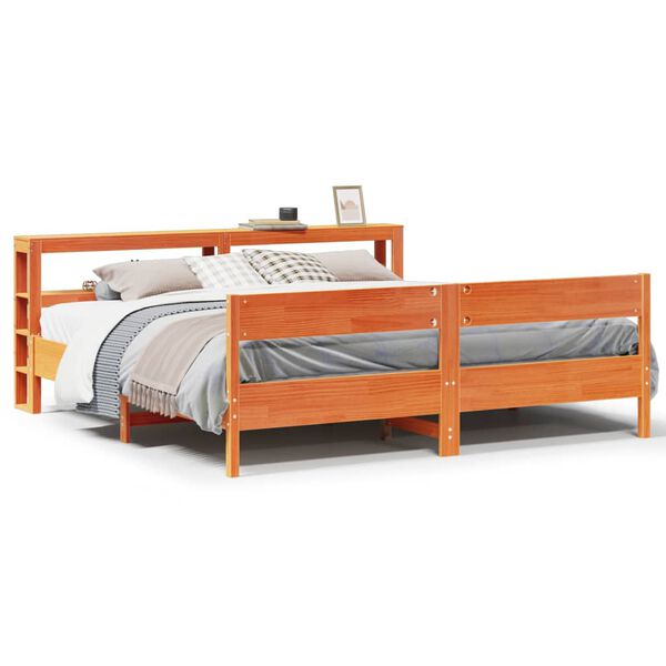 vidaXL Bedframe zonder matras massief grenenhout wasbruin 200x200 cm