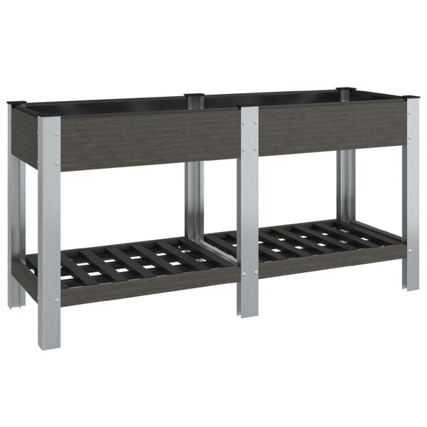 vidaXL Plantenbak verhoogd met schap 175x50x75 cm HKC grijs