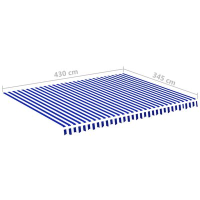 vidaXL Vervangingsdoek voor luifel 4,5x3,5 m blauw en wit