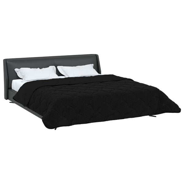 vidaXL Vol jaar dekbed Zwart 240 x 260 cm Microfiber en Teddy fleece