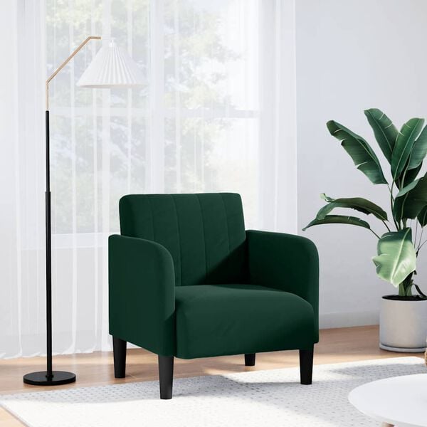 vidaXL Fauteuil met armleuningen 54 cm fluweel donkergroen