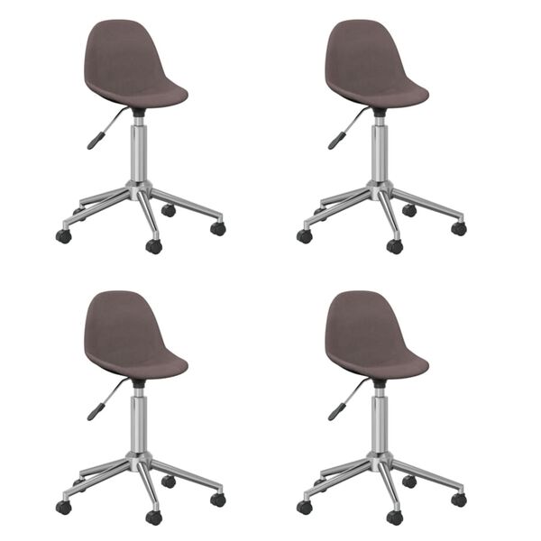 vidaXL Eetkamerstoelen 4 st draaibaar stof taupe