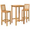 vidaXL Buitenbarset 3 pcs Onbehandeld Massief Teakhout