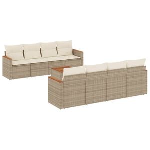 vidaXL 9-delige Loungeset met kussens poly rattan beige