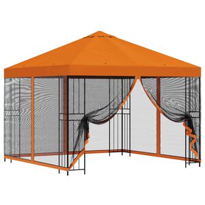 vidaXL Tuin Gazebo met Zijwanden 3 x 3 m Oranje Polyester en staal