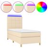 vidaXL Boxspring met matras en LED stof cr&egrave;mekleurig 90x190 cm