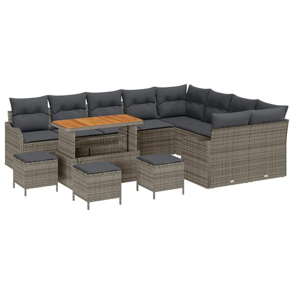 vidaXL Tuin Sofa Set met kussen met opslag met kussen 13 pcs Grijs