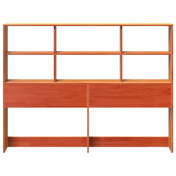 vidaXL Hoofdbord met opbergruimte 120 cm massief grenenhout wasbruin