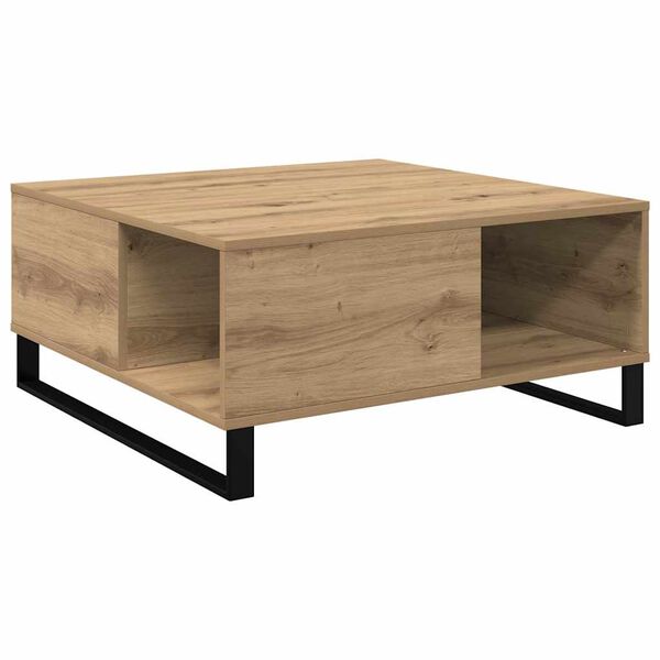vidaXL Salontafel Artisan Eiken 80 x 80 x 36,5 cm Bewerkt hout