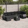 vidaXL 7-delige Loungeset met kussens poly rattan zwart