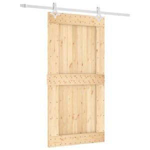 vidaXL Schuifdeur Natuurlijk en Wit 100 x 210 cm Massief Grenenhout