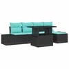 vidaXL Tuin Sofa Set 6 st Zwart en Blauw poly rattan