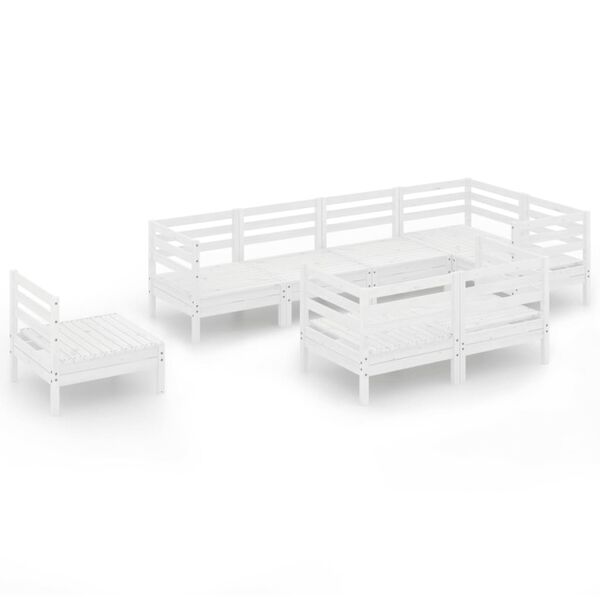 vidaXL 8-delige Loungeset massief grenenhout wit