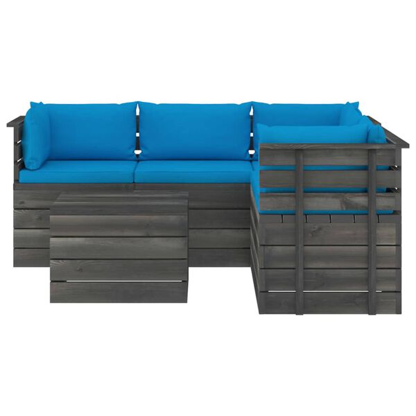 vidaXL 6-delige Loungeset met kussens pallet massief grenenhout