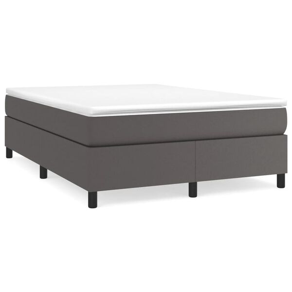 vidaXL Boxspring bed kunstleer grijs 140x190 cm