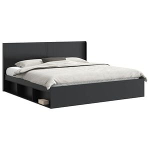 vidaXL Bedframe met opbergruimte en hoofdbord Zwart 200 x 200 cm