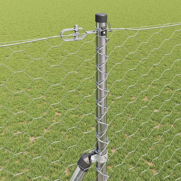 vidaXL Afrasteringspaal Zilver 10 x 1,6 m (50 mm gaas) Staal