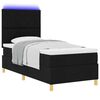 vidaXL LED Box Spring Bed met matras Zwart 90 x 190 cm Stof