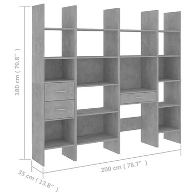 vidaXL 4-delige Boekenkastenset spaanplaat betongrijs