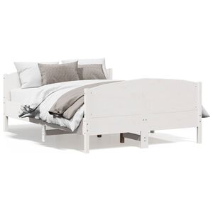 vidaXL Bedframe zonder matras massief grenenhout wit 135x190 cm