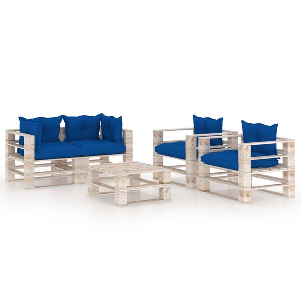 vidaXL 5-delige Loungeset met kussens pallet grenenhout