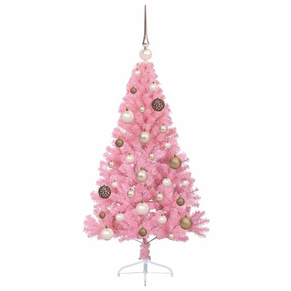 vidaXL Kunstmatig Voorverlicht Kerstboom met 150 LED Roze 120 cm PVC