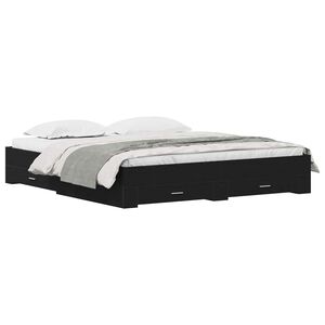 vidaXL Bedframe met lade Zwart Eiken 180 x 200 cm Bewerkt hout