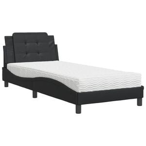 vidaXL Bed met matras Zadar kunstleer zwart 80x200 cm