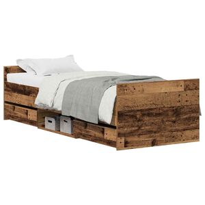 vidaXL Bedframe met lade Oud Hout 193 x 78 x 50 cm Bewerkt hout