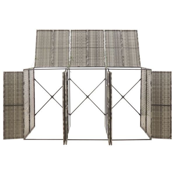 vidaXL Containerberging driedubbel 207x80x117 cm poly rattan grijs