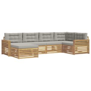 vidaXL Buiten bankenset 6 st 6-zits Wit en Lichtgrijs Polyester