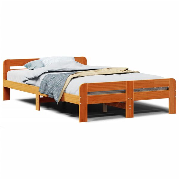 vidaXL Bedframe zonder matras massief grenenhout wasbruin 120x200 cm