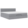 vidaXL Ottoman bed met matrassen en LED's 200x200cm stof lichtgrijs