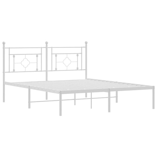 vidaXL Bedframe met hoofdbord metaal wit 150x200 cm