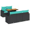 vidaXL 6-delige Loungeset met kussens poly rattan zwart