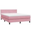 vidaXL Boxspring met matras en LED fluweel roze 160x220 cm