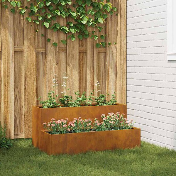 vidaXL Tuin Bloempot Roestig 100 x 60 x 45 cm Cortenstaal