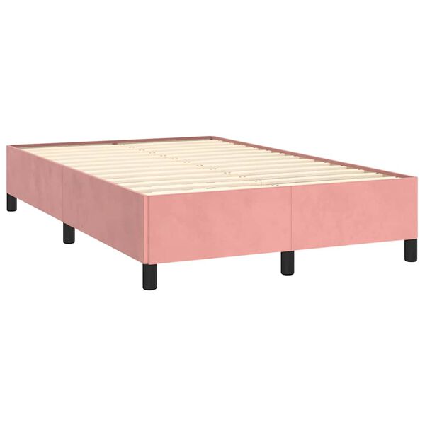 vidaXL Boxspring met matras fluweel roze 120x190 cm
