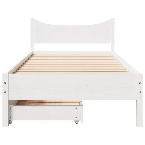 vidaXL Bedframe met lades massief grenenhout wit 90x190 cm