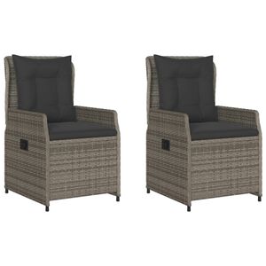 vidaXL Tuinstoelen 2 st verstelbaar poly rattan grijs