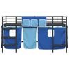 vidaXL Loftbedframe voor Kinderen met Gordijnen Zwart en Blauw