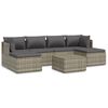 vidaXL 7-delige Loungeset met kussens poly rattan grijs
