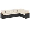 vidaXL 7-delige Loungeset met kussens poly rattan zwart
